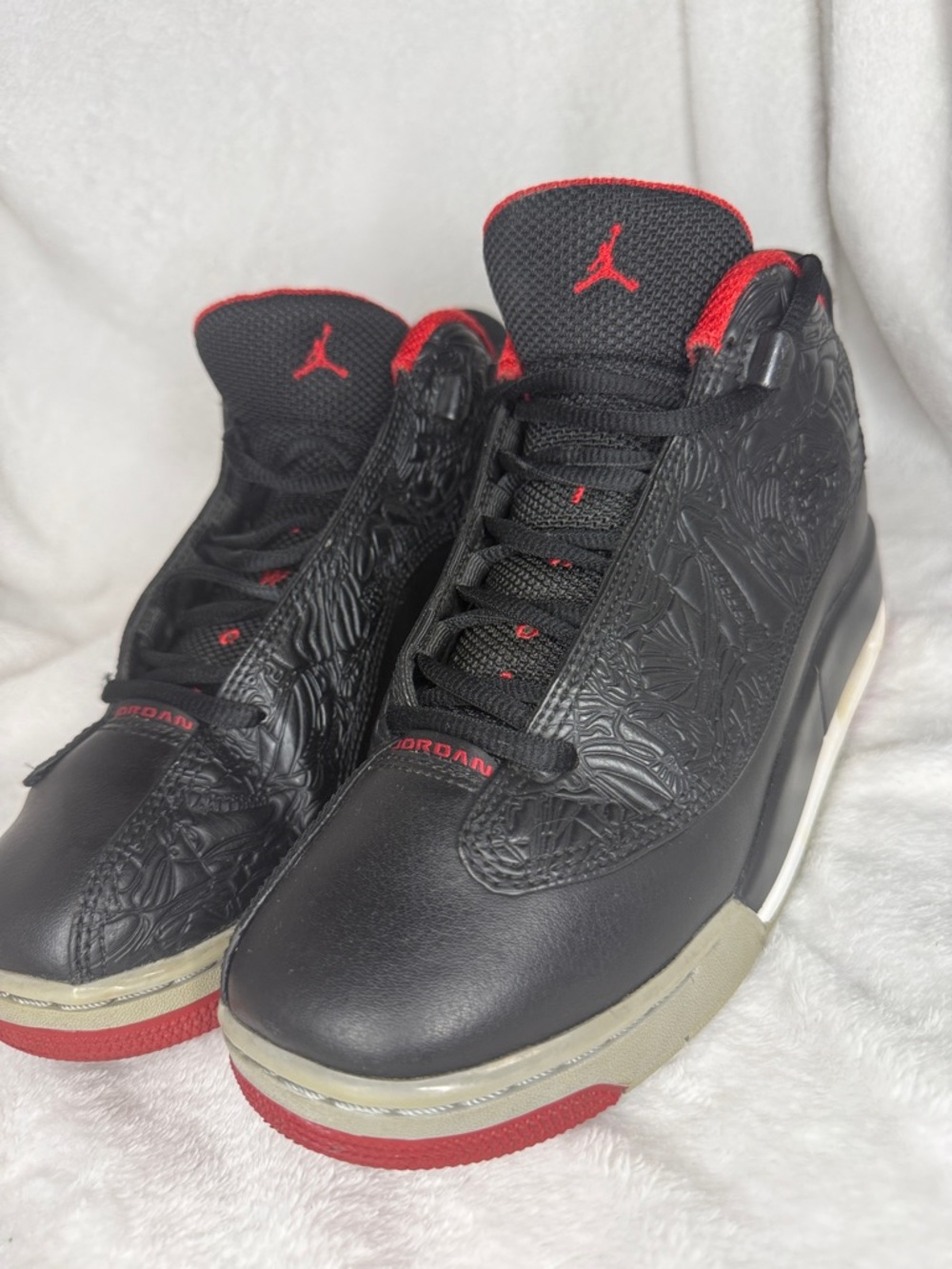 Jordan Men’s Black and Red High-Top Sneakers
